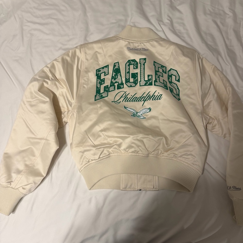 Mitchell & Ness NFL Crop Bomber Jacket Philadelphia Eagles NWT - Picture 7 of 12